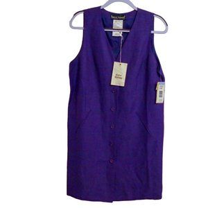 NEW Harve Benard Purple Sleeveless V-Neck Linen Blend Dress / Jumper Sz 12P NWT